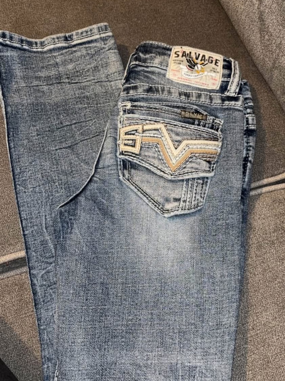 Salvage Light Blue Kid Jeans with Embroidered Pocket